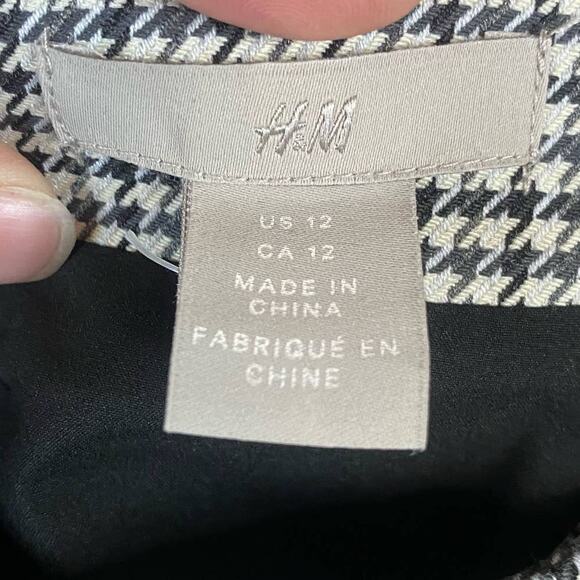 H&M Black & White Houndstooth Print Mini Pencil Skirt Size 12 - Picture 4 of 6